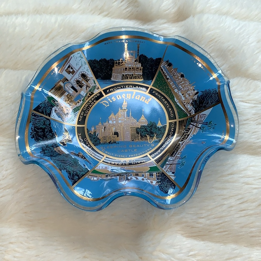 Vintage Disneyland plate dish scalloped glass bowl